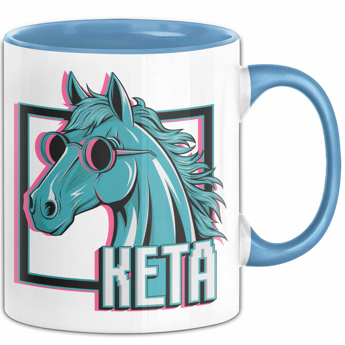 Pferde Tierliebhaber Tasse Geschenk Lustige Geschenkidee Spruch Keta Ketamin Pferd Blau Trendation