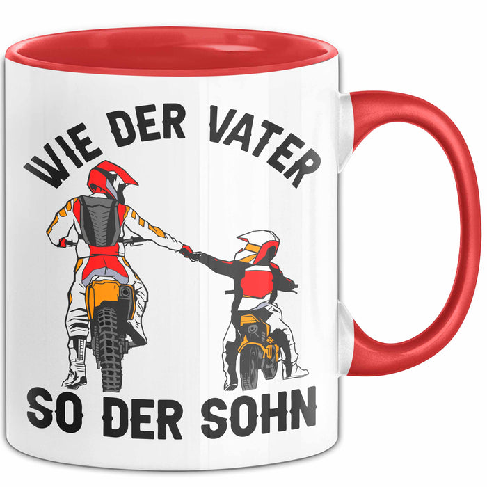 Vater Sohn Tasse Geschenk Lustige Geschenkidee Spruch Dirt-Bike Biker Rot Trendation