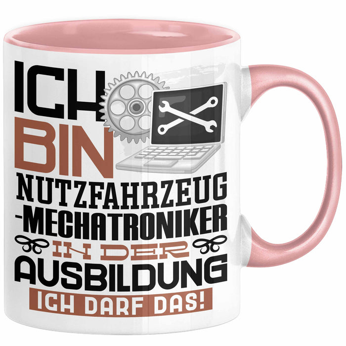 Nutzfahrzeugmechatroniker Ausbildung Tasse Geschenk Ich Bin Nutzfahrzeugmechatroniker In Der Ausbildung Ich Darf Das Geschenkidee Spruch Rosa Trendation