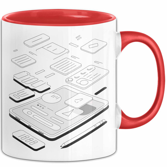 UI Designer Tasse Geschenk Lustige Geschenkidee Spruch Für Interface Gestalter Rot Trendation
