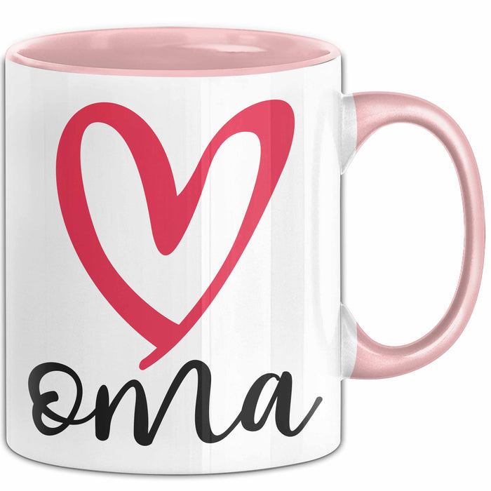 Oma Herz Tasse Geschenk Muttertag Liebevolle Spruchidee Rosa Trendation