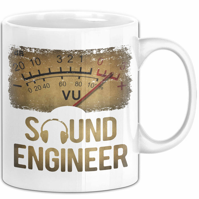 Toningenieur Ingenieurwesen Tasse Geschenk Lustige Geschenkidee Spruch Tontechniker Vu Meter Weiß Trendation