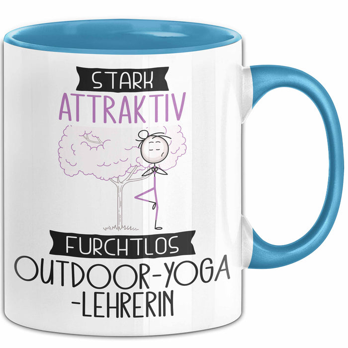 Outdoor-Yoga-Lehrerin Tasse Geschenk Becher Stark Attraktiv Furchtlos Outdoor-Yoga-Lehrerin Lustige Geschenkidee Blau Trendation
