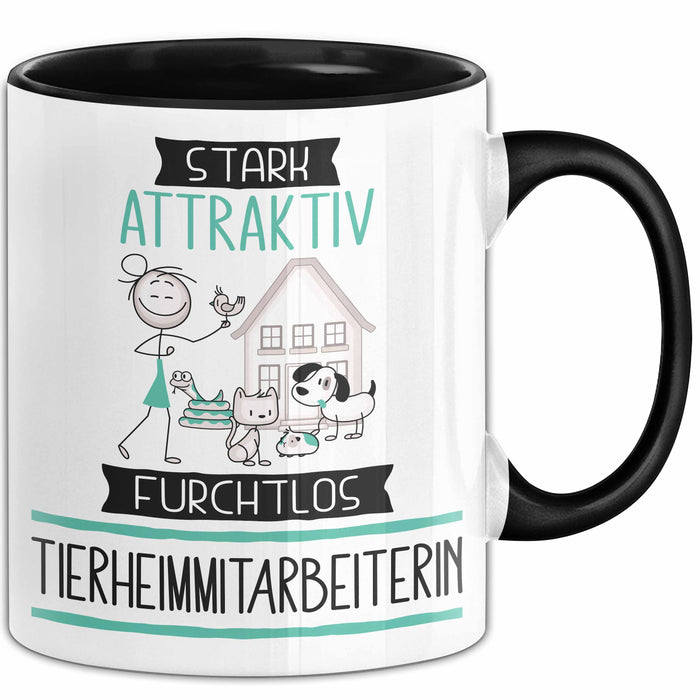 Tierheimmitarbeiterin Tasse Geschenk Becher Stark Attraktiv Furchtlos Tierheimmitarbeiterin Lustige Geschenkidee Trendation