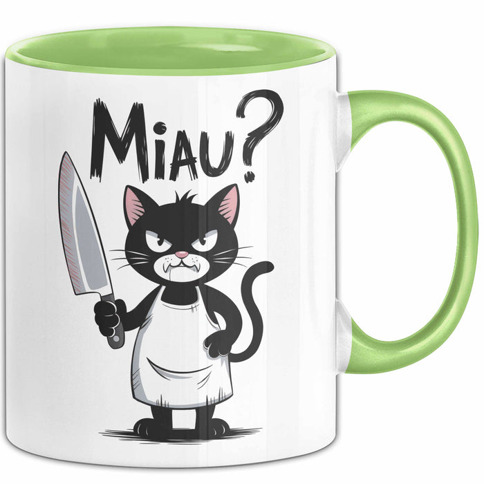Sarkastische Katze Tasse Geschenk Lustige Geschenkidee Miau Grün Trendation