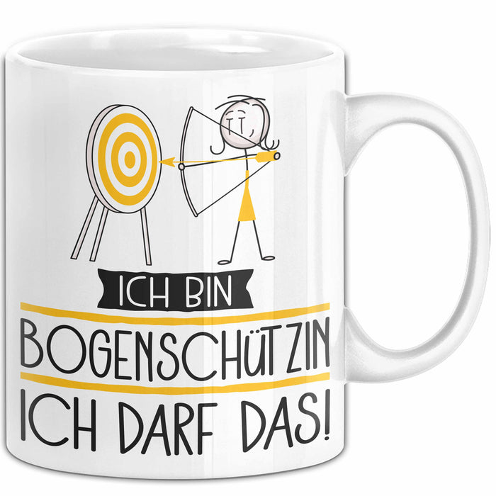 Geschenk für Bogenschützin Tasse Lustige Geschenkidee Geburtstag Ich Bin Bogenschützin Ich Darf Das Weiß Trendation