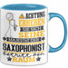 Saxophonist Geschenk Tasse Lustiger Spruch Erheben Sie Sich Der Saxophonist Betritt den Raum Blau Trendation