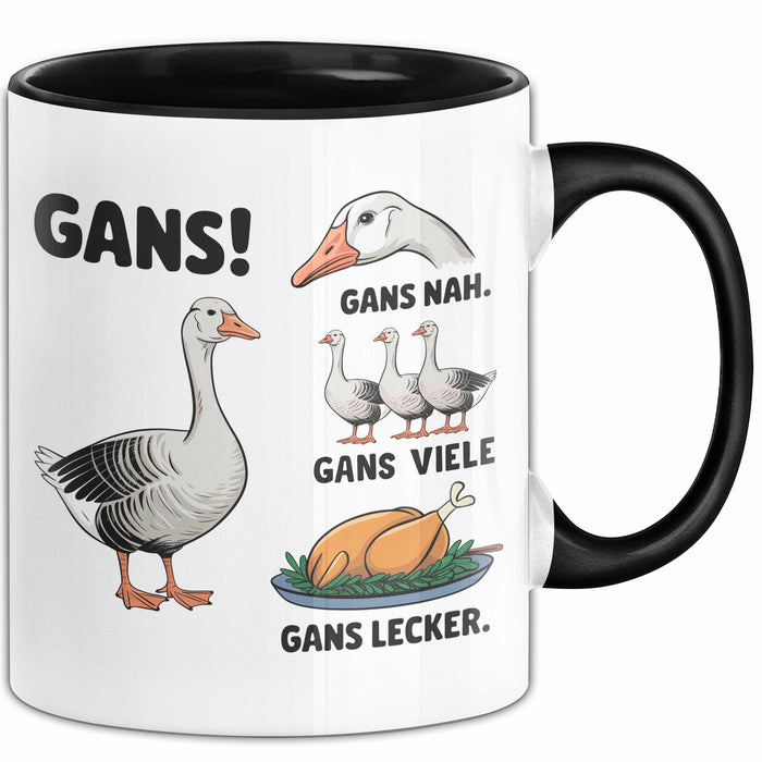 Gans Tier Gänse Bauer Tasse Becher Geschenk Lustige Geschenkidee Spruch Gänsearten Schwarz Trendation