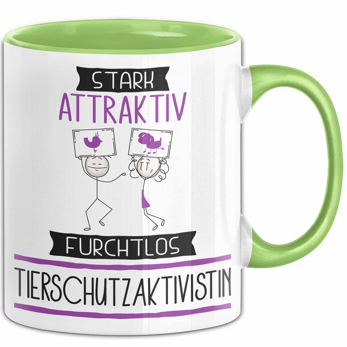 Tierschutzaktivistin Tasse Geschenk Becher Stark Attraktiv Furchtlos Tierschutzaktivistin Lustige Geschenkidee Grün Trendation