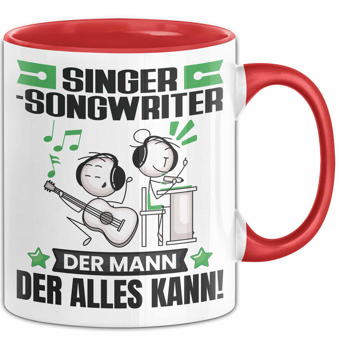 Singer-Songwriter Tasse Geschenk für Singer-Songwriter Der Mann Der Alles Kann Geschenkidee zum Geburtstag Rot Trendation