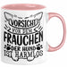 Frauchen Tasse Geschenk Hundebesitzerin Spruch Geschenkidee Kaffee-Becher Hunde Besitzerin Vorsicht Vor Dem Frauchen Der Hund Ist Harmlos Rosa Trendation
