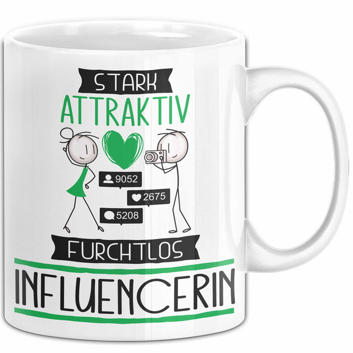 Influencerin Tasse Geschenk Becher Stark Attraktiv Furchtlos Influencerin Lustige Geschenkidee Weiß Trendation