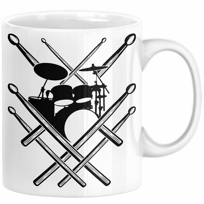Drummer Schlagzeug-Spieler Geschenk Tasse Geschenkidee Kaffee-Becher Schlagzeuger Schlagzeug Stick Weiß Trendation