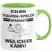 Squash-Spieler Geschenk Tasse Lustiger Spruch Ich Bin Squash-Spieler Warum Weil Ich Es Kann Geschenkidee Bester Squash-Spieler Geburtstag Kaffee-Becher Grün Trendation