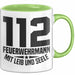 Feuerwehr Tasse Geschenk 112 Feuerwehrmann Mit Leib Und Seele Becher Grün Trendation