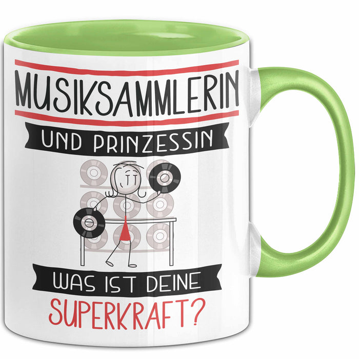 Musiksammlerin Und Prinzessin Tasse Geschenk Für Eine Musiksammlerin Geburtstag Was Ist Deine Superkraft Grün Trendation