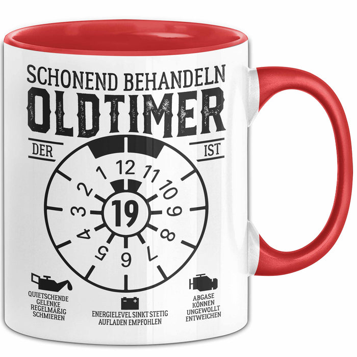 19. Geburtstag Tasse Geschenk Schonend Behandeln Oldtimer Der Ist 19 Geschenkidee Kaffee-Becher Rot Trendation