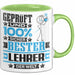 Lehrer Geschenk Lustiger Spruch für Lehrer Geschenkidee Bester Lehrer Der Welt Grün Trendation