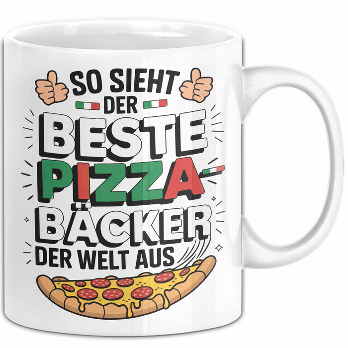 Pizzabäcker Tasse Geschenk Bester Pizzabäcker für Koch Weiß Trendation