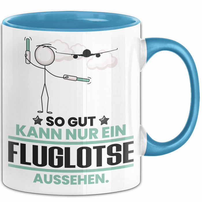 Fluglotse Geschenk Tasse So Gut Kann Nur Ein Fluglotse Aussehen Geschenkidee Kaffee-Becher Blau Trendation