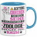 Zoologe Geschenk Tasse Lustiger Spruch Erheben Sie Sich Der Zoologe Betritt den Raum Blau Trendation