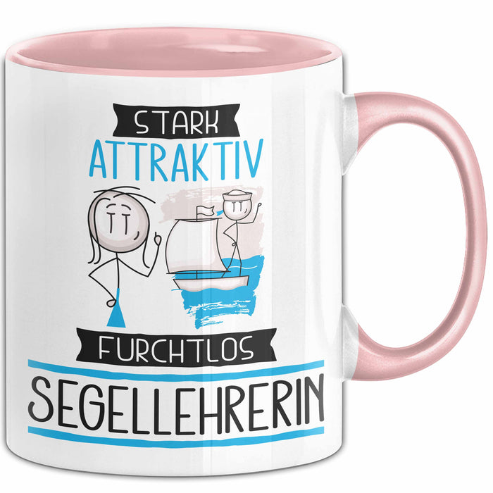 Segellehrerin Tasse Geschenk Becher Stark Attraktiv Furchtlos Segellehrerin Lustige Geschenkidee Rosa Trendation