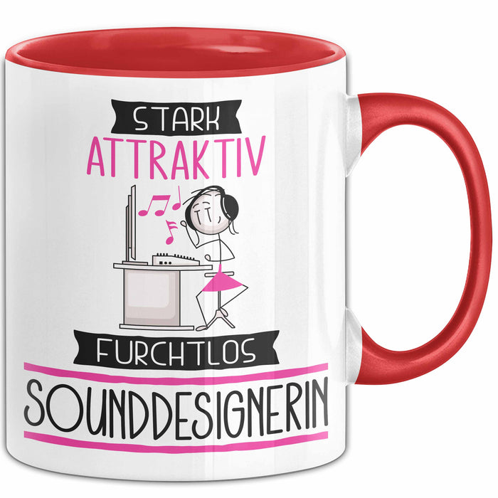 Sounddesignerin Tasse Geschenk Becher Stark Attraktiv Furchtlos Sounddesignerin Lustige Geschenkidee Rot Trendation