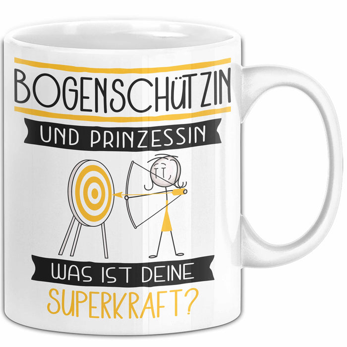 Bogenschützin Und Prinzessin Tasse Geschenk Für Eine Bogenschützin Geburtstag Was Ist Deine Superkraft Weiß Trendation