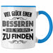 Trendation - Jobwechsel Tasse Geschenk Kollegin Kollege Lustig Abschiedsgeschenk Sprüche - Viel Glück Besseren Lieblingskollegen Blau Trendation