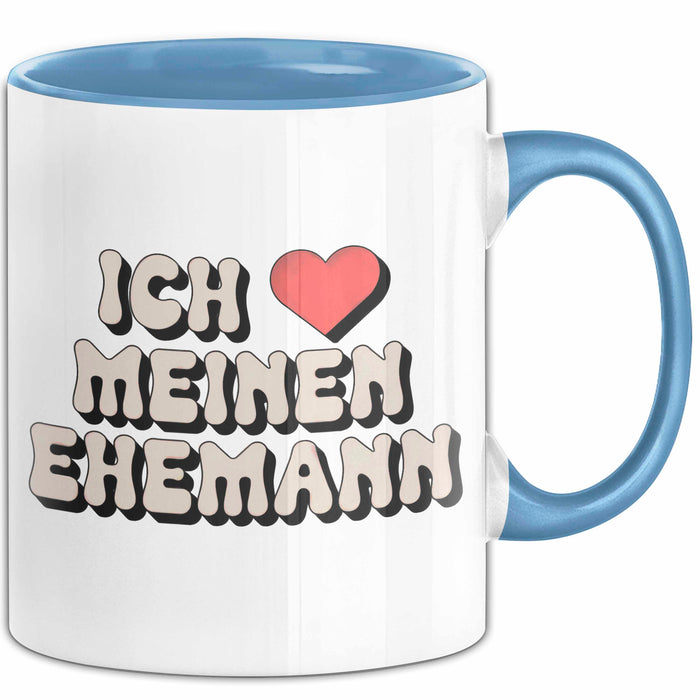 Ehefrau Ehefrauen Verheiratete Frauen Sarkasmus Tasse Becher Geschenk Lustige Geschenkidee Spruch Ich Meinen Ehemann Blau Trendation