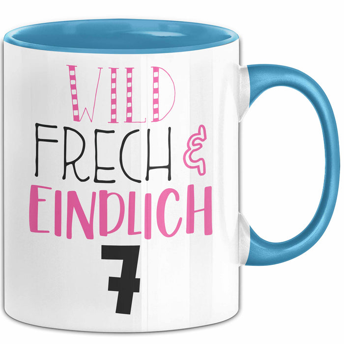 Tasse Wild Frech Und Einzigartig 7 Geschenk für Kinder 7. Geburtstag Jungs Blau Trendation