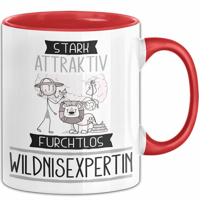 Wildnisexpertin Tasse Geschenk Becher Stark Attraktiv Furchtlos Wildnisexpertin Lustige Geschenkidee Rot Trendation