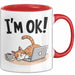 Katzen Tasse Geschenk Im Ok Lustige Geschenkidee Stress Burnout Rot Trendation
