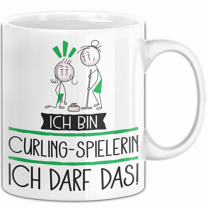 Geschenk für Curling-Spielerin Tasse Lustige Geschenkidee Geburtstag Ich Bin Curling-Spielerin Ich Darf Das Weiß Trendation