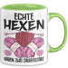 Stricken Tasse Geschenk Echte Hexen Haben Zwei Zauberstäbe Geschenkidee Strickerin Oma Becher Grün Trendation