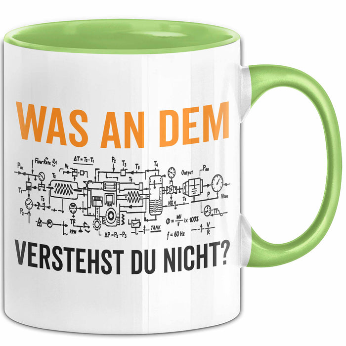 Maschinenbauingenieur Ingenieurwesen Tasse Geschenk Lustige Geschenkidee Spruch Was An Dem Verstehst Du Nicht Grün Trendation