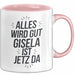 Gisela Tasse Geschenk Alles Ist Gut Gisela Ist Jetz Da Geschenkidee Becher mit Name Rosa Trendation