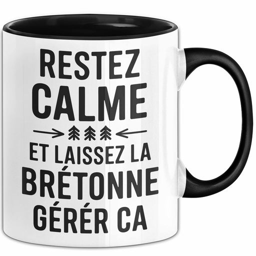 Bretagne Tasse Geschenk Restez Calme Bretonne Geschenkidee Frankreich Schwarz Trendation