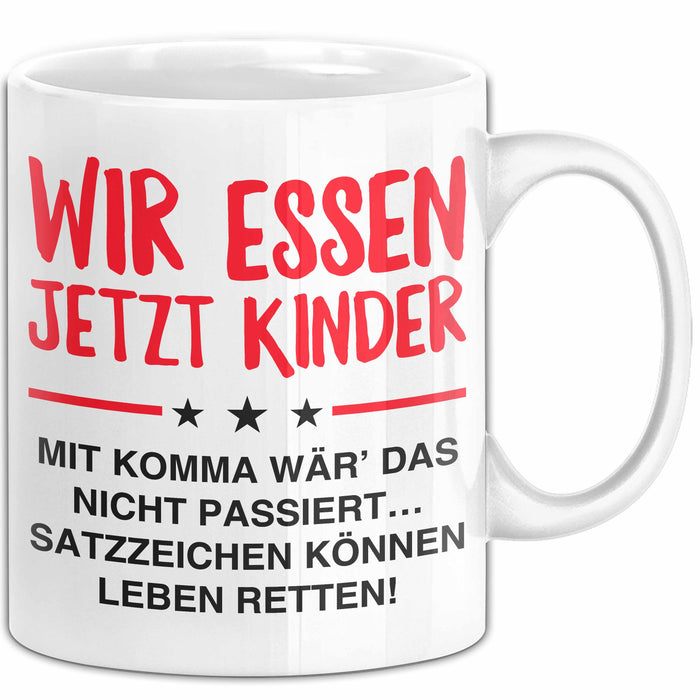 Deutschlehrer Unterricht Tasse Geschenk Lustige Geschenkidee Spruch Wir Essen Ü Jetzt Kinder Weiß Trendation