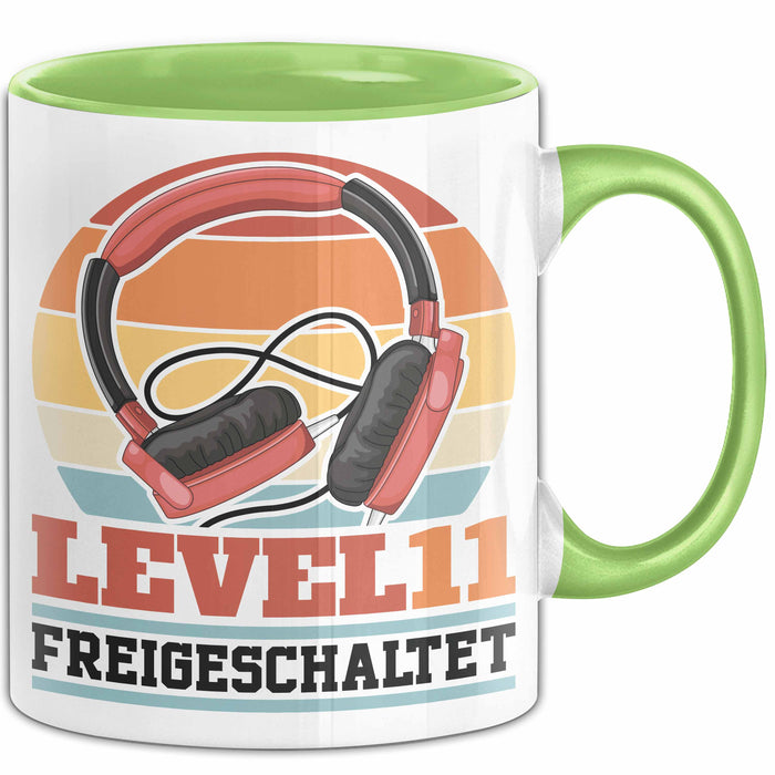 Level 11 Freigeschaltet Tasse Geschenk Gamer 11. Geburtstag Grün Trendation
