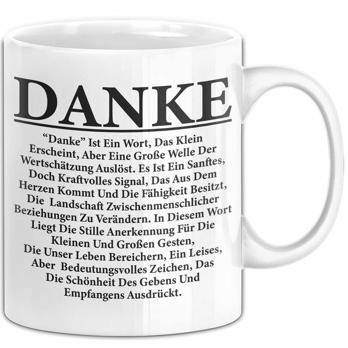 Danke Tasse Geschenk Lustige Geschenkidee Spruch Danke Weiß Trendation
