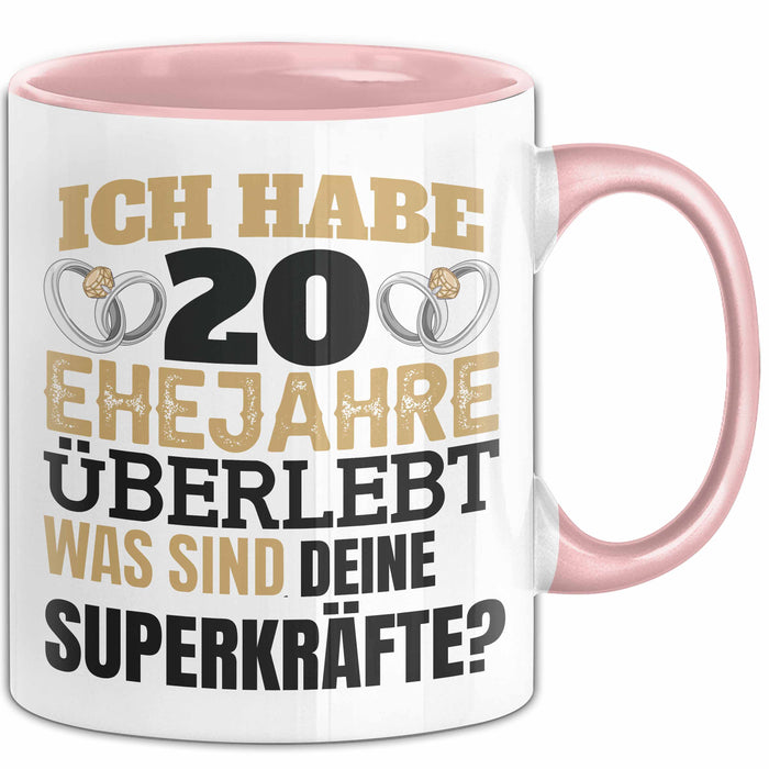 Ehejahre Tasse Geschenk 20 Jahre Spruch Lustig Hochzeitstag Silberhochzeit Rosa Trendation