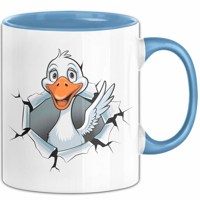 Gans Tier Gänse Bauer Tasse Becher Geschenk Lustige Geschenkidee Spruch Blau Trendation