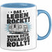 Wohnwagen Camper Tasse Geschenk Lustige Geschenkidee Spruch Leben Rockt Wenn Zuhause Rollt Blau Trendation