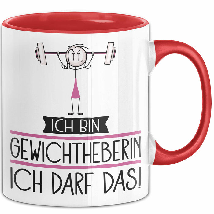 Geschenk für Gewichtheberin Tasse Lustige Geschenkidee Geburtstag Ich Bin Gewichtheberin Ich Darf Das Rot Trendation