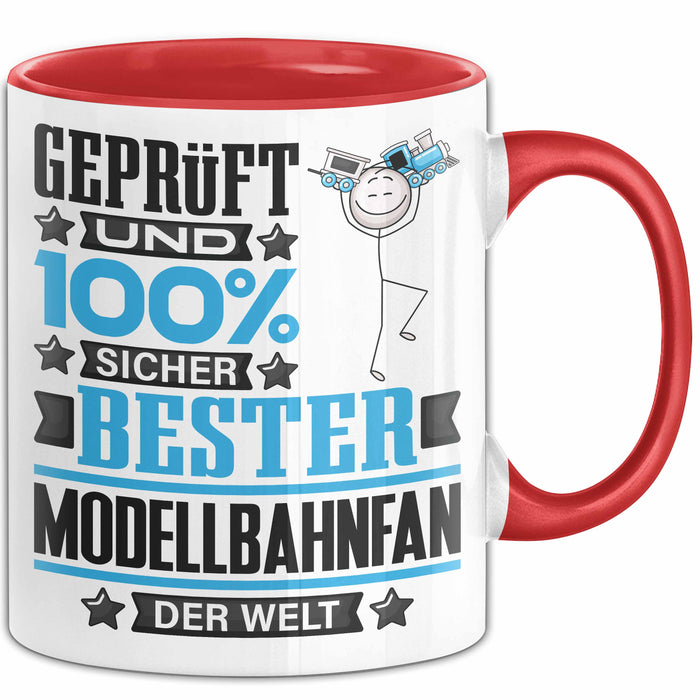 Modellbahnfan Geschenk Lustiger Spruch für Modellbahnfan Geschenkidee Bester Modellbahnfan Der Welt Rot Trendation