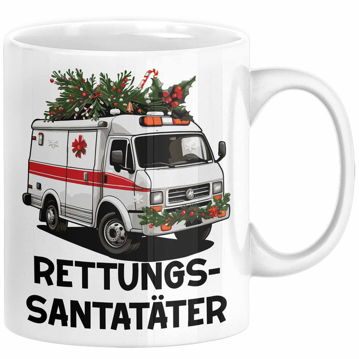 Rettungssanitäter Tasse Geschenk Rettungssantatäter Spruch Notarzt Geschenkidee Kaffee-Becher Weiß Trendation