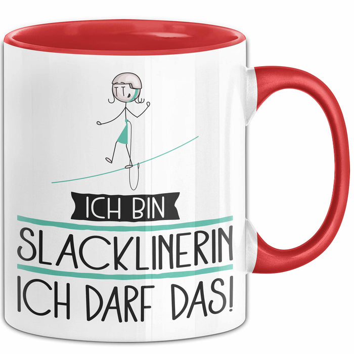 Geschenk für Slacklinerin Tasse Lustige Geschenkidee Geburtstag Ich Bin Slacklinerin Ich Darf Das Rot Trendation