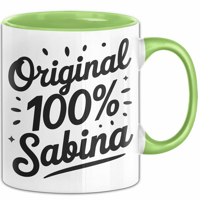 Sabina Tasse Geschenk Original 100% Sabina Geschenkidee Geburtstag Grün Trendation