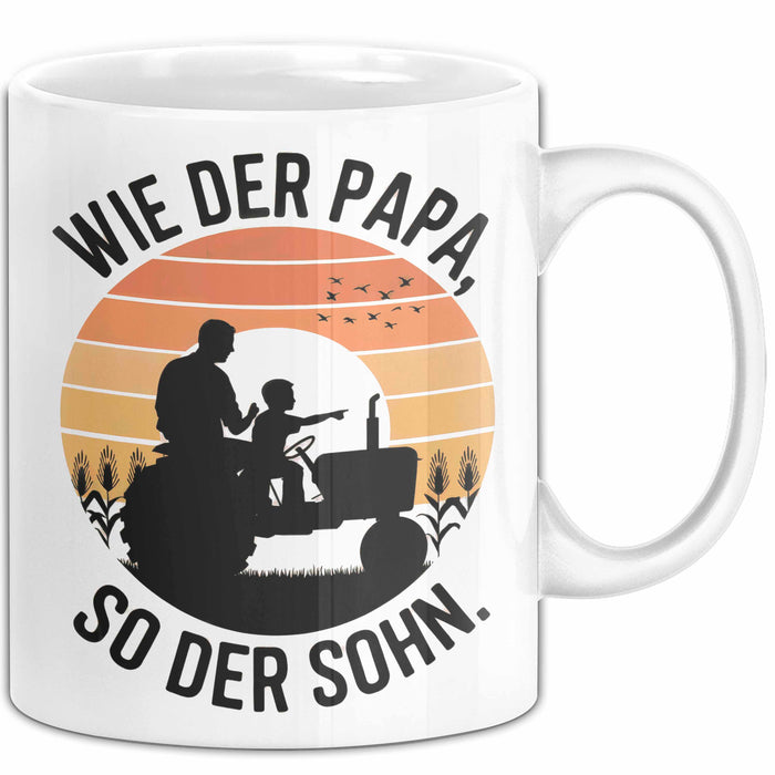 Papa Vatertag Vater Sohn Tasse Becher Geschenk Lustige Geschenkidee Spruch Wie Der Papa So Der Sohn Weiß Trendation